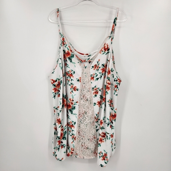 Torrid Lace Cami Georgette White Floral Plus Size 5X Sleeveless Tamk Top - Picture 2 of 7